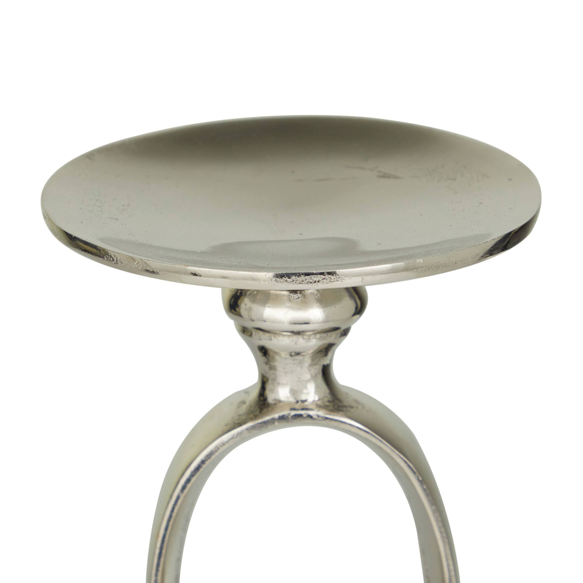 Silver Aluminum Modern Candle Holder Set, 15'' & 19''